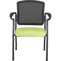 WorkPro® Spectrum Series Mesh/Vinyl Stacking Guest Chair With Antimicrobial Protection, With Arms, Lime, Set Of 2 Chairs, BIFMA Compliant