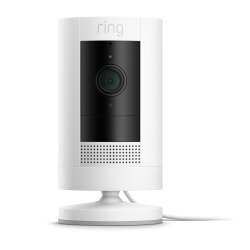 Ring Stick Up HD Wired Indoor/Outdoor Plug-In Security Camera, White