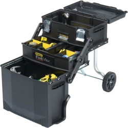Stanley FatMax 4-in-1 Mobile Work Station - 4 Shelf - 7" Caster - Metal - 22"29"