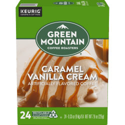 Green Mountain Coffee® Single-Serve Coffee K-Cup®, Caramel Vanilla, Carton Of 96, 4 x 24 Per Box