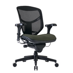 WorkPro® Quantum 9000 Series Ergonomic Mesh/Premium Fabric Mid-Back Chair, Black/Olive, BIFMA Compliant