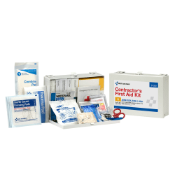 First Aid Only Contractor 25-Person Metal First Aid Kit, 7-3/4"H x 11"W x 2-3/4"D, Kit Of 181 Pieces