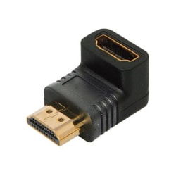 4XEM 90 Degree HDMI A Male To HDMI A Female Adapter - 1 Pack - 1 x 19-pin HDMI (Type A) HDMI 1.3 Digital Audio/Video Male - 1 x 19-pin HDMI (Type A) HDMI 1.3 Digital Audio/Video Female - 1920 x 1080 Supported - Gold Connector - Gold Contact - Black