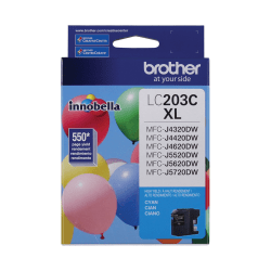 Brother® LC203 High-Yield Cyan Ink Cartridge, LC203CS