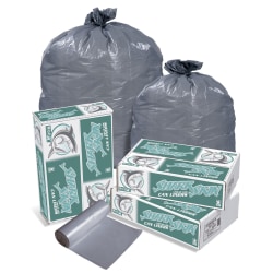 Pitt Plastics Linear Low-Density Can Liners, 1.1-mil, 45 Gallons, Gray, Case of 100