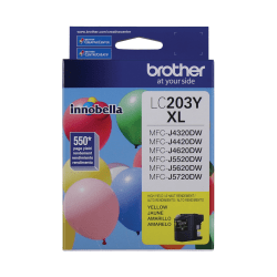 Brother® LC203 High-Yield Yellow Ink Cartridge, LC203YS