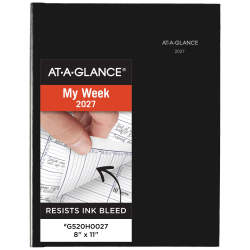 AT-A-GLANCE® DayMinder® 2027 Weekly Appointment Book Planner, Hardcover, Black, Large, 8" x 11"