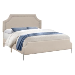 Monarch Specialties Merritt Queen Bed,  Beige/Chrome