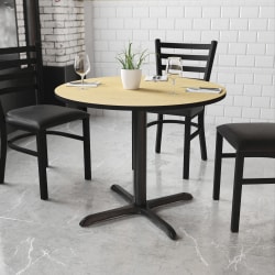Flash Furniture Round Laminate Table Top With Table Height Base, 31-3/16"H x 36"W x 36"D, Natural