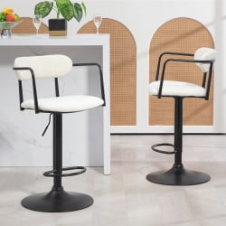 Glamour Home Bedivere Fabric Barstool With Back, Beige/Black