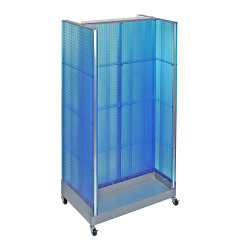 Azar Displays H-Unit Pegboard Floor Display With Wheels, 60"H x 36"W x 16"D, Blue/Silver