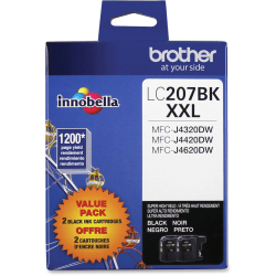 Brother® LC207 Black Extra-High-Yield Ink Cartridges, Pack Of 2, LC2072PKS