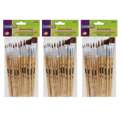 Creativity Street Watercolor Brushes, Assorted Sizes, 12 Per Pack, Set Of 3 Packs
