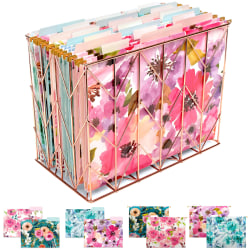 Global Deluxe Designer Hanging File Folders Kit, Letter Size, Floral, Kit Of 36 Folders