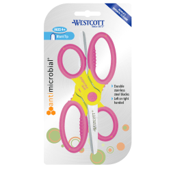Westcott Kids' Scissors With Antimicrobial Protection, 5", Blunt, Assorted Colors, Pack Of 2 Scissors