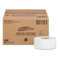 Marcal PRO™ Bathroom Tissue, Septic Safe, 2-Ply, White, 3.3" x 1,000 ft, 12 Rolls/Carton