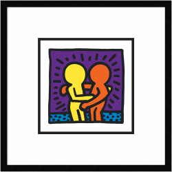 Amanti Art Untitled 1987 by Keith Haring Wood Framed Wall Art Print, 21"W x 21"H, Black