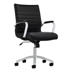 Realspace® Modern Comfort Winsley Bonded Leather Mid-Back Manager's Chair, Black/Silver
