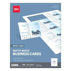 Office Depot® Brand Matte Business Cards, 2" x 3 1/2", White, Pack Of 1,000