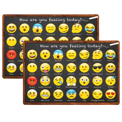 Ashley Smart Poly Welcome Mat With Slip Resistant Backing, 15.5" x 23.5", Emotion Icon Feelings, Pack Of 2