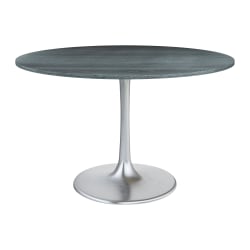 Zuo Modern Metropolis Marble And Iron Round Dining Table, 29-15/16"H x 47-1/4"W x 47-1/4"D, Gray/Silver