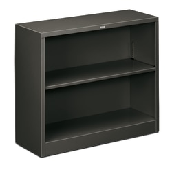 HON® Brigade® Steel Modular Shelving Bookcase, 2 Shelves, 29"H x 34-1/2"W x 12-5/8"D, Charcoal