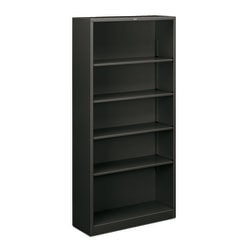 HON® Brigade® Steel Modular Shelving Bookcase, 5 Shelves, 71"H x 34-1/2"W x 12-5/8"D, Charcoal