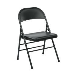 Office Star™ Work Smart® Metal Mid-Back Folding Chairs, Black, Set Of 4 Chairs