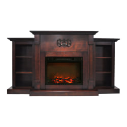 Cambridge® Sanoma Electric Fireplace With Built-In Bookshelves And Charred Log Insert, Mahogany