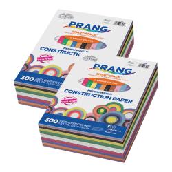 Prang Construction Paper, Medium Weight, 9" x 12", Smart Stack, 11 Assorted Colors, 300 Sheets Per Pack, Set Of 2 Packs