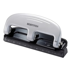 Bostitch® EZ Squeeze™ Three-Hole Punch, 20 Sheet Capacity, Black/Silver