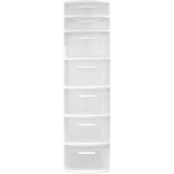 Inval 7-Drawer Storage Cabinet, 39" x 13", Clear/White
