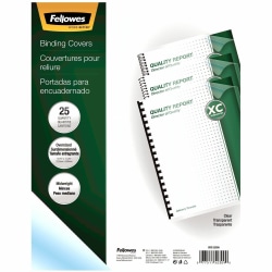 Fellowes Crystals Clear PVC Covers, Oversize, 25 pack, 11.3"H x 8.8"W x 0"D, Clear, Plastic, Polyvinyl Chloride (PVC), 25 / Pack