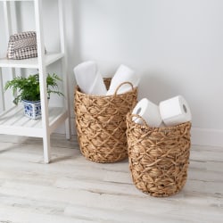 Honey Can Do Round Nesting Baskets, 9-1/2"H x 13"W x 18-1/2"D, Natural, Set Of 2 Baskets