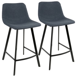 LumiSource Outlaw Counter Stools, Black/Blue, Set Of 2 Stools