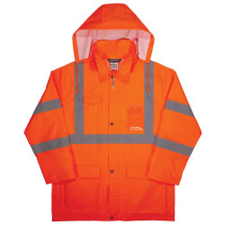 Ergodyne GloWear® 8366 Lightweight Type R Class 3 High-Visibility Rain Jacket, 4X, Orange