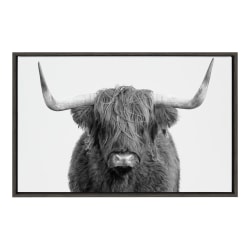 Uniek Kate And Laurel Sylvie Framed Canvas Wall Art, 23" x 33", Highland Cow