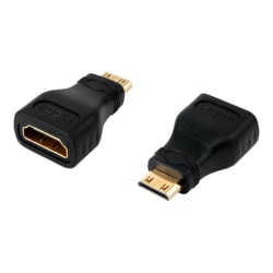 4XEM Mini HDMI Male To HDMI A Female Adapter - 1 x HDMI (Mini Type C) Digital Audio/Video Male - 1 x HDMI (Type A) Digital Audio/Video Female - 4096 x 2160 Supported - Gold Connector - Gold Contact - Black