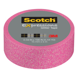 Scotch® Expressions Glitter Tape, 0.59" x 196", Pastel Pink