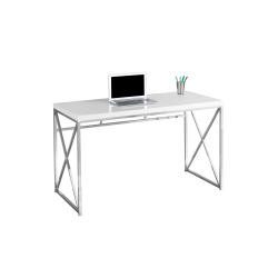 Monarch Specialties Contemporary 48"W Computer Desk With Framed Criss-Cross Legs, Chrome/White