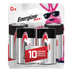 Energizer® Max® D Alkaline Batteries, Pack Of 4