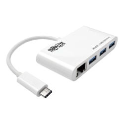 Tripp Lite 3-Port USB-C to USB-A Hub Portable w/ Gigabit Ethernet Port RJ45 - Hub - 3 x USB 3.1 - desktop