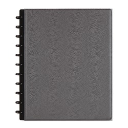 TUL® Discbound Notebook, Elements Collection, Letter Size, Narrow Ruled, 60 Sheets, Leather Cover, Gunmetal/Pebbled