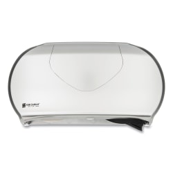 San Jamar® Twin 9" Jumbo Bath Tissue Dispenser, Summit, 19.25 x 6 x 12.25, Faux Stainless Steel