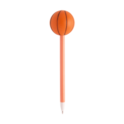 Office Depot® Brand Ballpoint Pen With Topper, Medium Point, 0.7 mm, Orange Barrel, Black Ink, Basketball