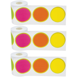 Teacher Created Resources® Straight Rolled Border Trim, Confetti Colorful Circles, 50’ Per Roll, Pack Of 3 Rolls