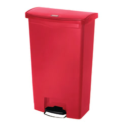 Rubbermaid® Slim Jim Rectangular Plastic Wastebasket, Step-On,18 Gallons, Red