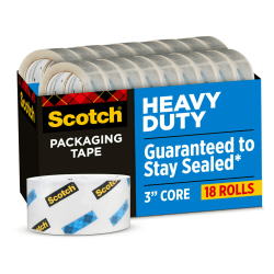 Scotch® Heavy-Duty Shipping Packing Tape, 1-7/8" x 54.6 Yd., Pack Of 18 Rolls