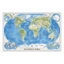 National Geographic World Physical Map, Laminated, 45.75" x 30.5"
