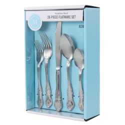 Martha Stewart Acadia Flatware Set, Silver